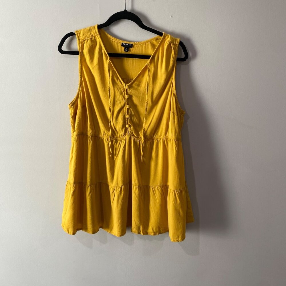 Torrid Rayon Slub Button-Front Tiered Tank Size 2